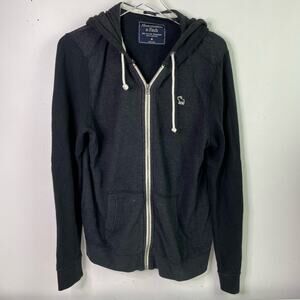 Abercrombie & Fitch Lightweight Zip Up Hoodie Sweatshirt Gray, Men's Size Medium